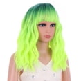 thumbnail image 3 of RightOn Children Girls Green Wig Short Bob Curly Ombre Green Wig with Bangs Kids Party Wig, 3 of 5