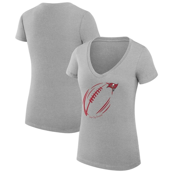 Women's G-III 4Her by Carl Banks  Heather Gray Tampa Bay Buccaneers Super-Slim Fit Lightweight Subtle Football V-Neck