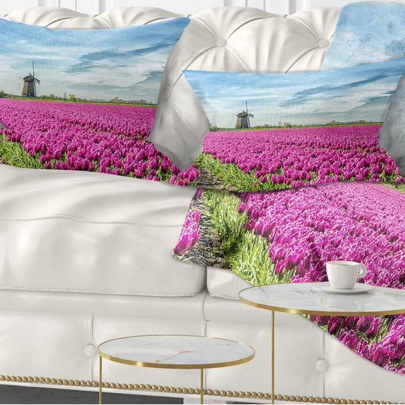 Designart Traditional Holland Countryside - Landscape Printed Throw Pillow - 12x20