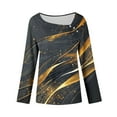 thumbnail image 7 of Moxiu Womens Tops Fall Fashion Long Sleeve Shirts for Women Marble Print Asymmetric Square Neck Tunic Tops Decorative Buttons Gray,XXL, 7 of 7