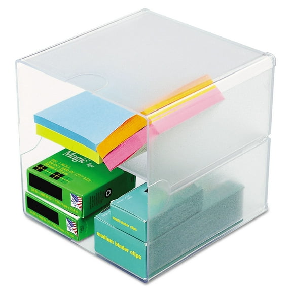 deflecto Desk Cube, Divided, Clear, 6 x 6 x 6