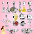 thumbnail image 2 of Abalorio de plata de ley 925 para mujer, colgante de La Bella y La Bestia, abalorio de rosa, compatible con Pandora Original, joyería, Herocorss, Disney, 2 of 4