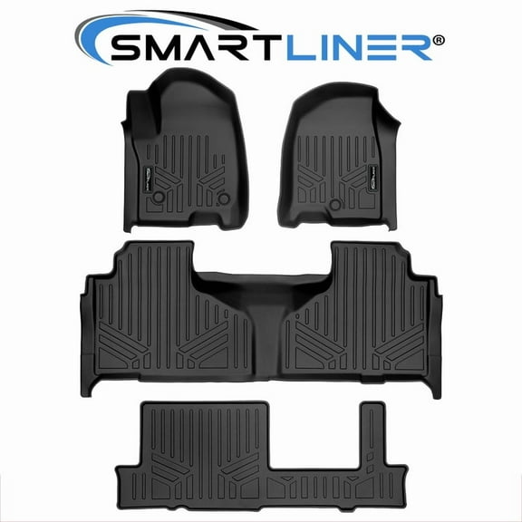 SMARTLINER Custom Fit 3 Row Floor Mat Liner Set Compatible With 2021-2023 Chevrolet Tahoe/GMC Yukon w/ 2nd Row Bench Seat