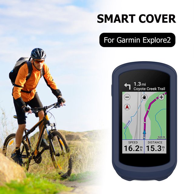 Carcasa De Silicona Para Cronómetro Funda de silicona para cronómetro, funda para ordenador de bicicleta para Garmin Explore 2 (azul oscuro)