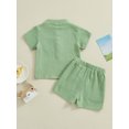 thumbnail image 5 of Musuos Boys Summer 2PCS Shorts Sets 6M 12M 18M 24M 3Y 4Y Short Sleeve Button Up Tops and Solid Color Shorts Sets, 5 of 10
