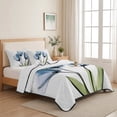 thumbnail image 5 of Twin Quilt Set 68''x86'', Blue Tulip Lightweight Summer Bedspread Coverlet Set with 2 Pillow Shams, Abstract Flower Country Farm Floral White Breathable All Season Quilt Bedding for Dorm/Bedroom, 5 of 9