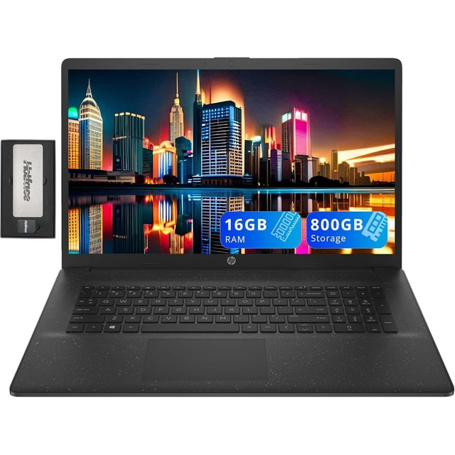 HP 17.3" FHD IPS Anti-Glare Laptop, AMD Ryzen 7 7730U, 16GB RAM, 800GB Storage (512GB SSD+288GB Docking Station Set), AMD Radeon Graphics, Number Pad, Wi-Fi 6, HD Camera, Win 11, Black