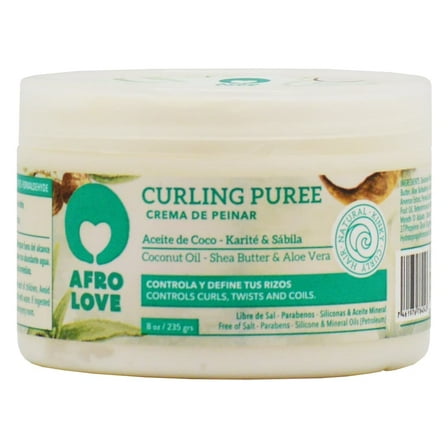 Afro Love Curling Puree Nourishing Hair Styling Cream with Coconut Oil, Shea Butter & Aloe Vera, 8 oz