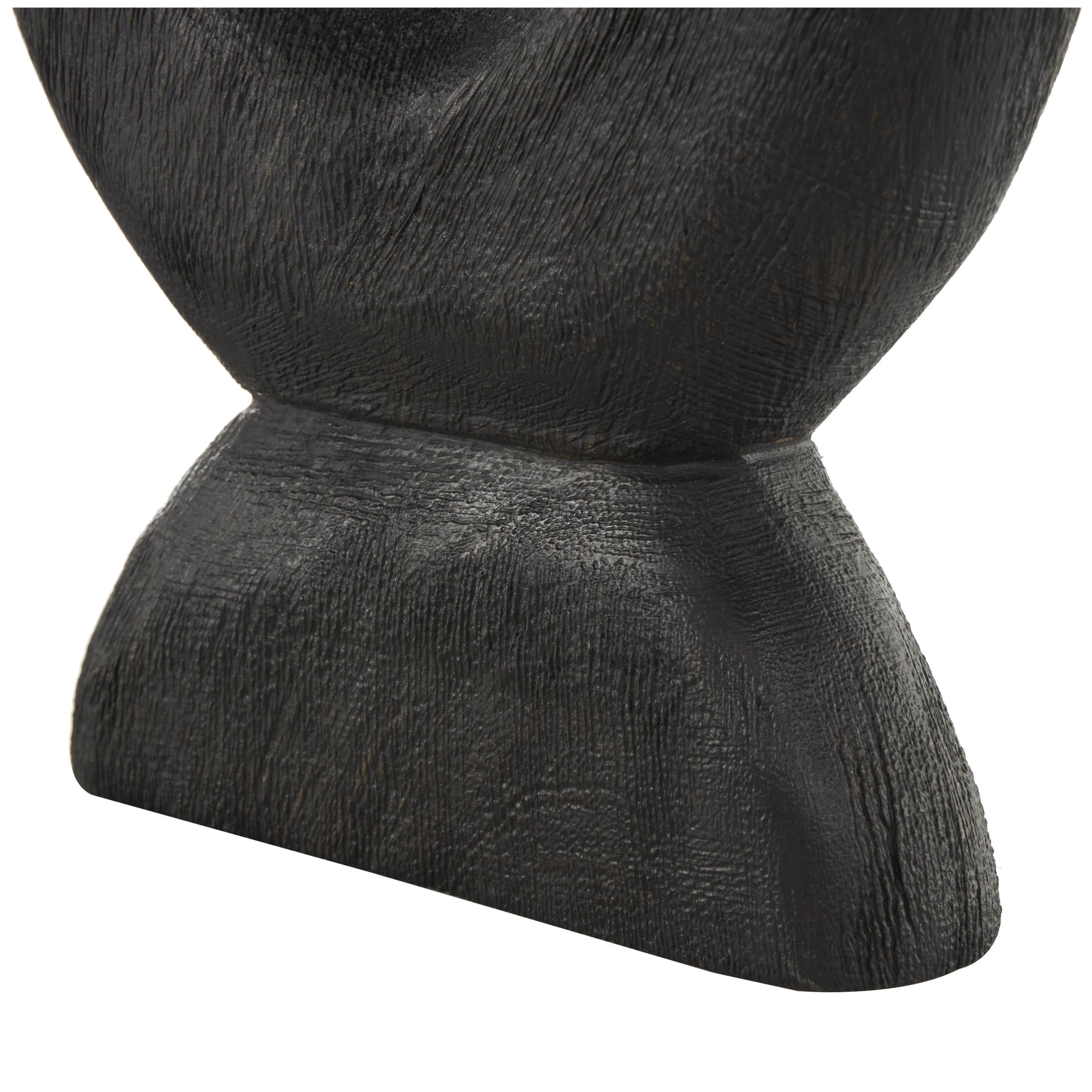 20", 18"H Black Mango Wood Cutout Oval Abstract Sculpture, by DecMode (2 Count)