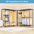 thumbnail image 5 of Ulif F7 Garment Rack, Heavy Duty Clothes Rack, Clothing Racks for Hanging Clothes, 6-Tiers Freestanding Portable Closet Storage Rack 58'' W × 14.6'' D × 76.6'' H, Max Load 800 Lbs,Black, 5 of 8