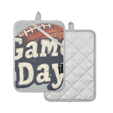 

Yayeee Pot Holders for Kitchen Heat Resistant with Pocket Set of 2 7x9.8 Gray Game Day