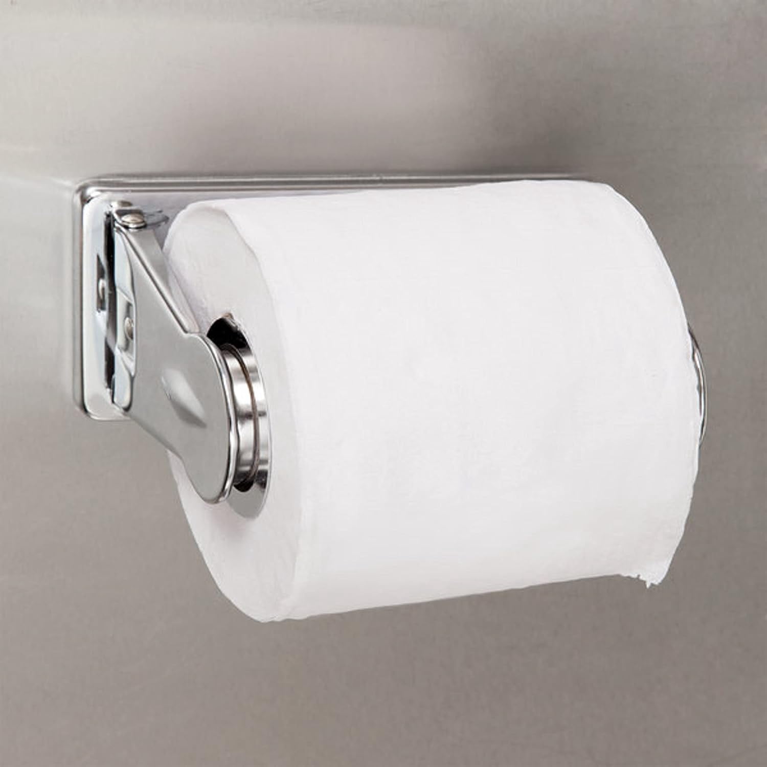 TrueCraftware-Single Roll Locking Toilet Tissue Dispenser fits 4" Diameter Toilet Paper Roll Chrome Plated- Bathroom Toilet Paper Holder Wall Mounted Toilet Roll Holder for Bathroom Kitchen Washroom