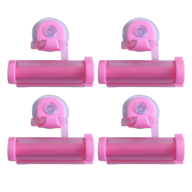Exprimidor de pasta de dientes de PP para baño, 4 piezas, herramientas para exprimir pasta de dientes, regalos Rosado