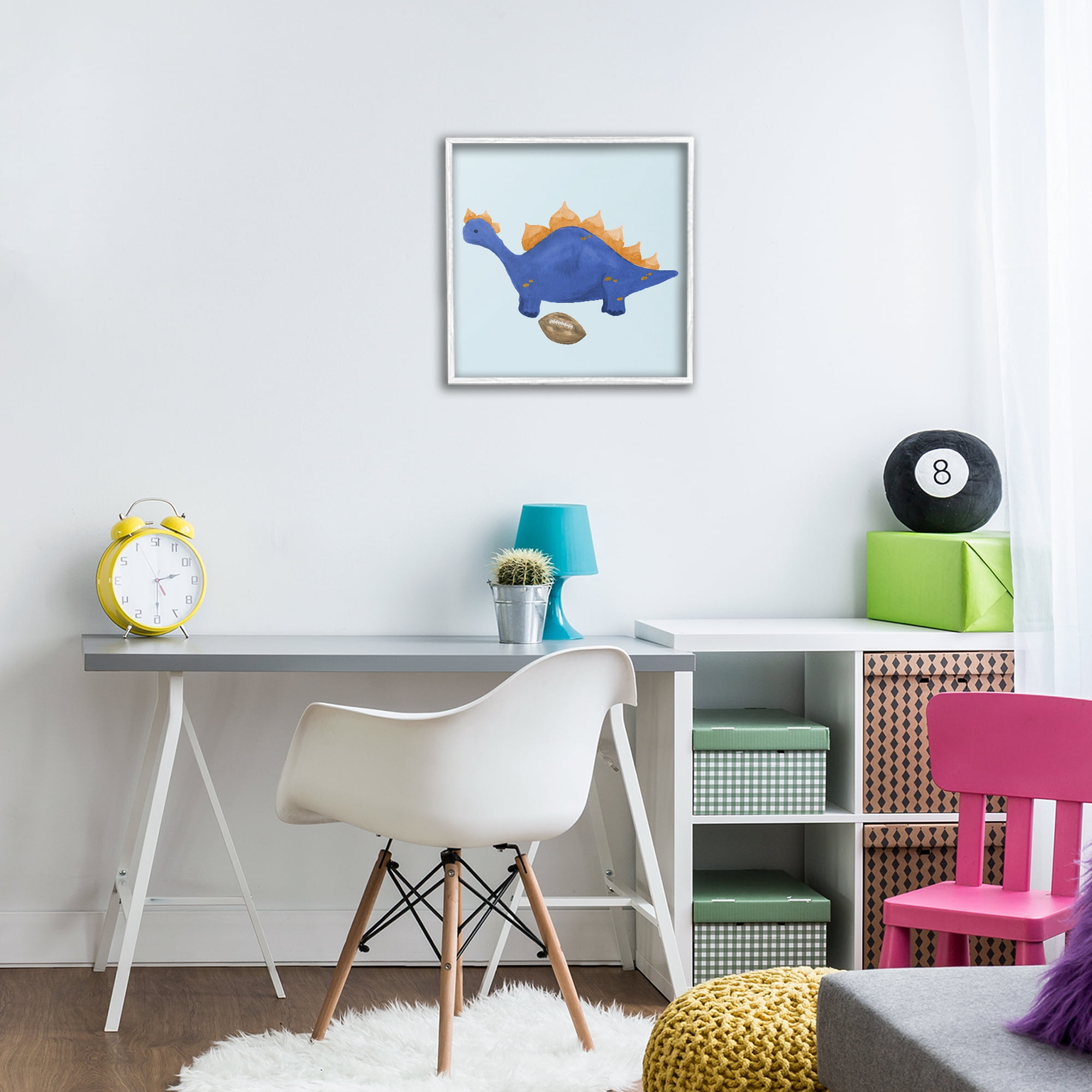 Stupell Industries Sporty Baby Dino White Framed Giclee Art, design by Lucille Price