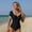 Black, variant on Womens Bathing Suits One Piece Short Sleeve Tummy Control High Waisted Monokini Tankini Modest Slimming Swimwear with Built in Bra Swimsuit Women XL