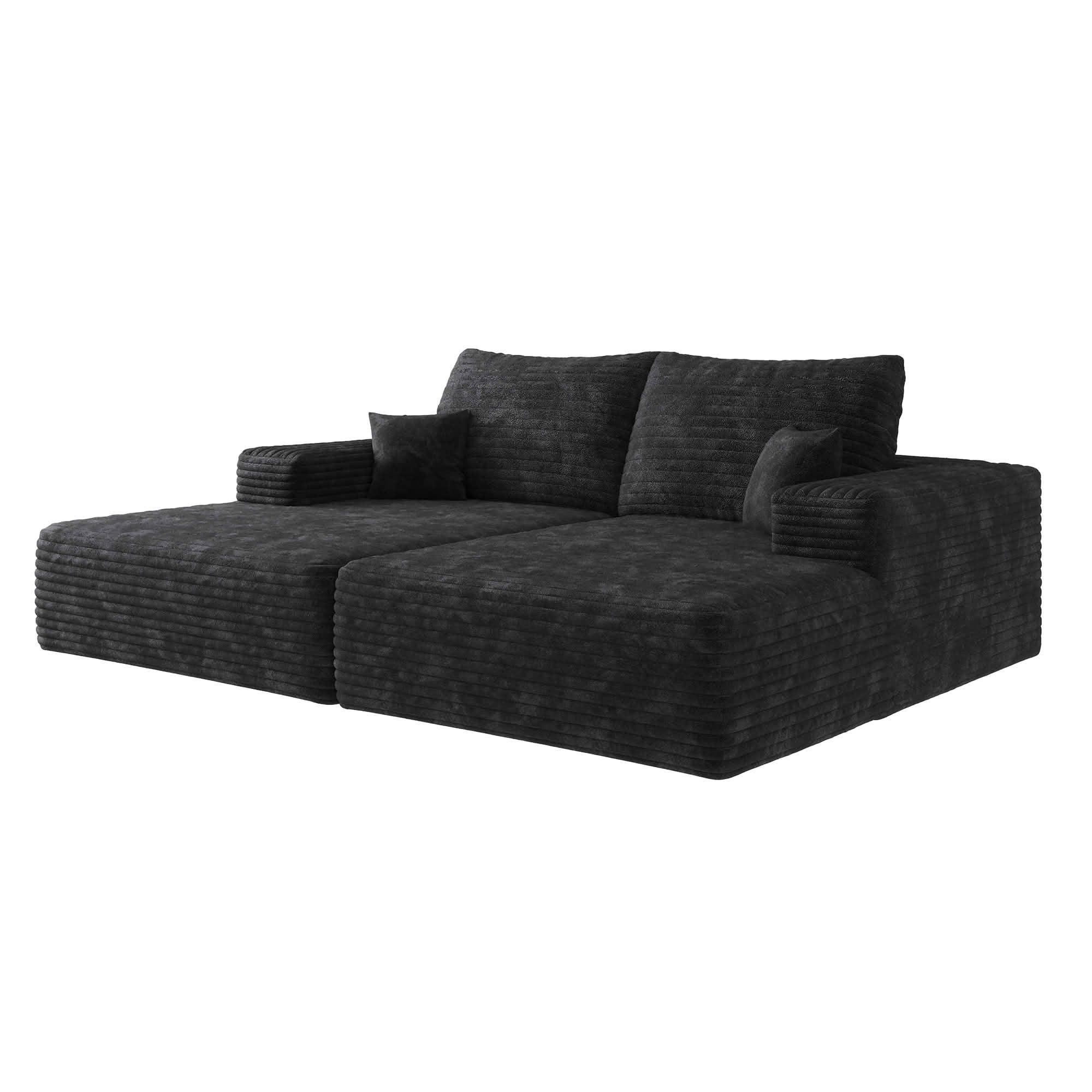 MAYEERTY 75-Inch Plush Corduroy Sofa Bed, Dual Sleeper Reclining Lounger Couch No Assembly Required for Bonus Room Living Room