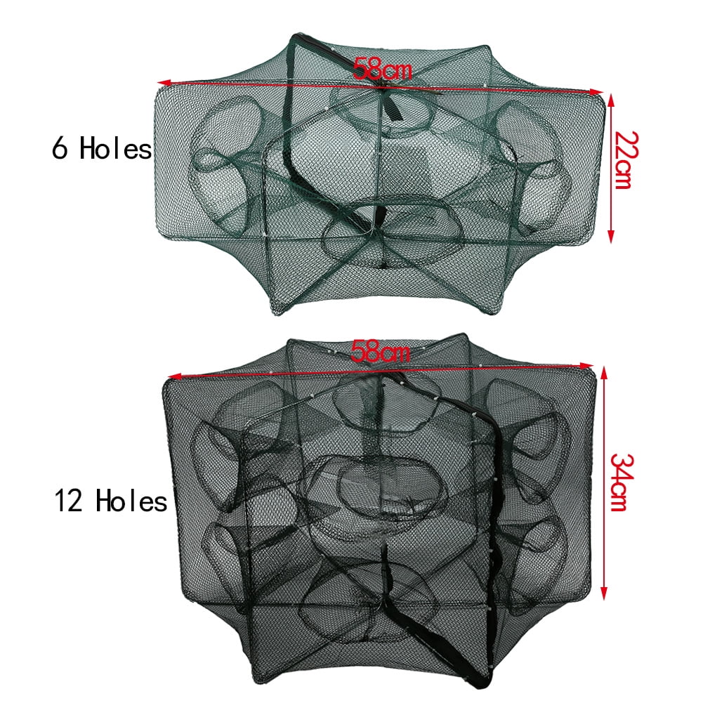 BESPORTBLE Fishing Net Foldable Crab Net Trap Cast Dip Cage Minnow Crawfish  Shrimp Umbrella Design (6 Holes)