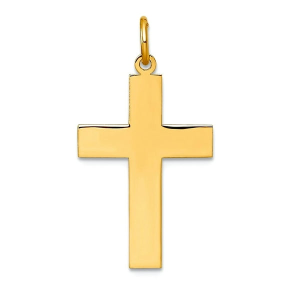 14k Solid Yellow Gold Polished Religious Faith Cross Pendant Necklace Pendant for Women - .6 Grams