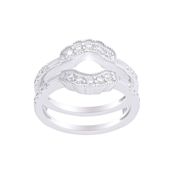 AFFY 14K White Gold Over Sterling Silver Infinity Chevron Ring Guard Enhancer with Cubic Zirconia (1/2 ct.)-6