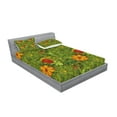 thumbnail image 2 of Ambesonne Floral Fitted Sheet & Pillow Sham Set, Fractal Retro Jungle Art, Queen, Olive Green Vermilion, 2 of 2