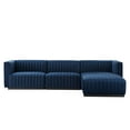 thumbnail image 3 of Modway Conjure Channel Tufted Performance Velvet 4-Piece Sectional in Black Midnight Blue, 3 of 10