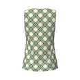 thumbnail image 5 of Xecao Daisy Plaid Green print women's scoop neck, loose-fit workout tank tops for the gym., 5 of 9