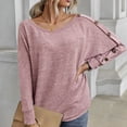 thumbnail image 3 of Olyvenn Teen Girls Trendy Clothing Basic Shirt Tops Oversized T Shirts Long Sleeve Shirtss Fall Fashion 2023 Solid Color Pullover Gifts for Women Crewneck Sweatshirts Pink 10, 3 of 8