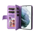 thumbnail image 3 of Multifunctional Case for Samsung S21 Plus,[RFID Blocking] 9 Credit Cards Holder with Wrist Strap, Premium PU Leather Zipper Wallet Purse Magnetic Flip Phone Cover for Samsung Galaxy S21 Plus, Purple, 3 of 12