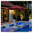 thumbnail image 3 of WDZS 7.5 ft Solar Patio Umbrella Outdoor Market Table Umbrella w/Push Button Tilt & Crank and UV Protection for Garden, Deck, Backyard, Pool and Beach, Burgungy, 3 of 9