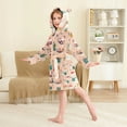 thumbnail image 2 of FORMRS Niños Bathrobe Unisex Hooded Robe Soft Plush Pajamas Sleepwear, Size 7-9T, Beige Christmas Snowman, 2 of 7