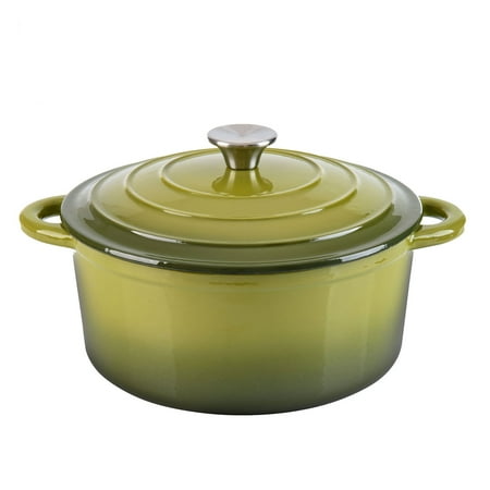 Chantal Enamel Pot - Hamilton Beach 5.5 Quart Enameled Cast Iron Covered Round Dutch Oven Pot, Green