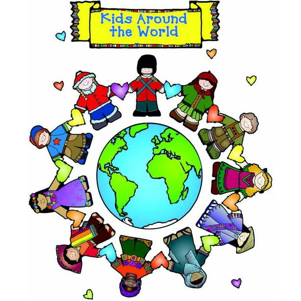 DJ Inkers Elementary School Kids Around the World Design Bulletin Board Set for Grades PreK2