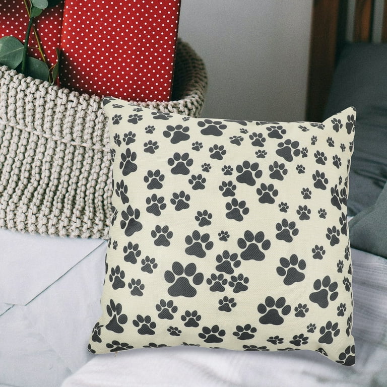 2 Pcs Dog Paw Print Pillow Ribbon Throw Pillows for Couch Square Supplies Party Cover Decors Walmart