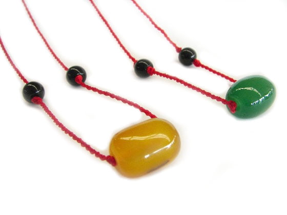 Chinese Jade Bean Necklace for Kid 