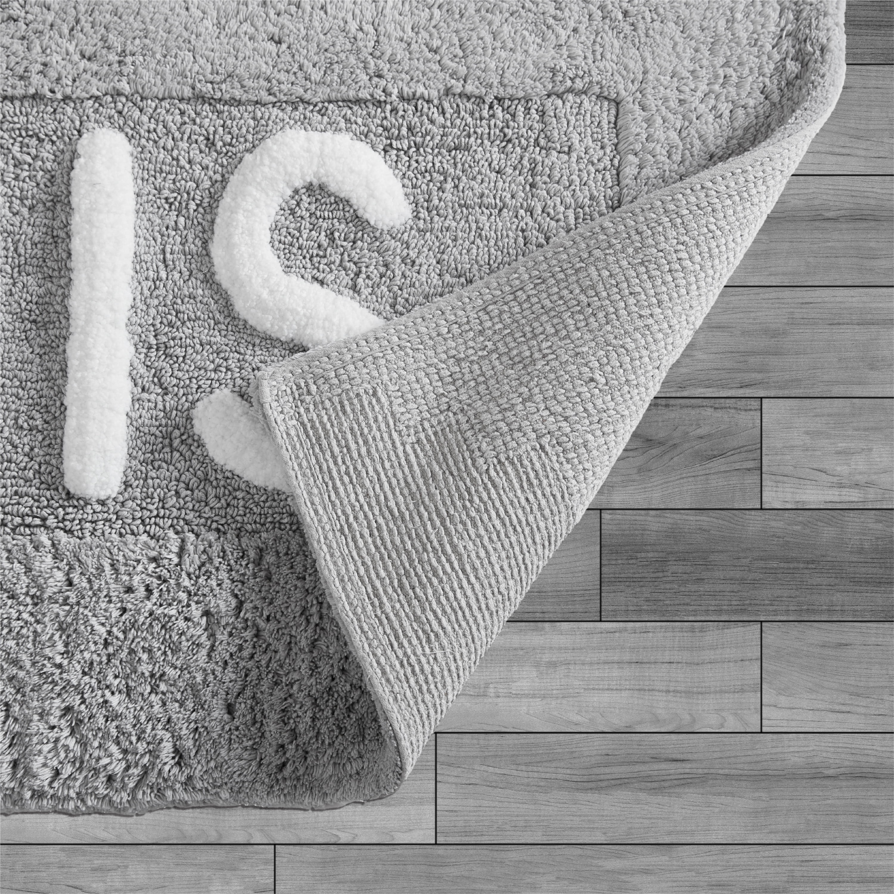 Jean Pierre "His" 21"x34" Cotton Bath Rug, Gray