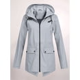 thumbnail image 3 of Women Waterproof Long Sleeves Zipper Hooded Long Light Raincoats Travel Hooded Trench Coats Gray XXL, 3 of 6
