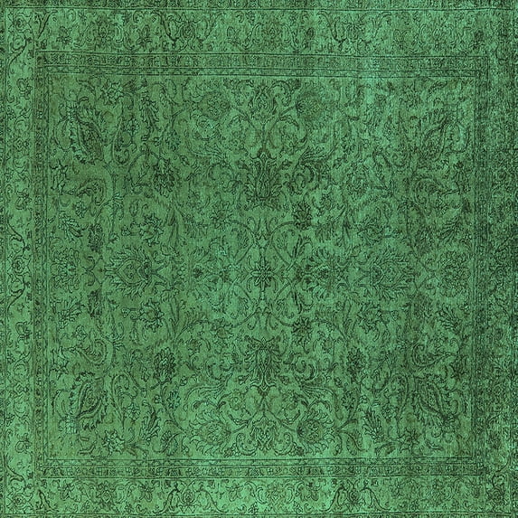 Ahgly Company Machine Washable Indoor Square Oriental Turquoise Blue Industrial Area Rugs, 5' Square