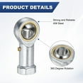 thumbnail image 2 of Uxcell 2-Pack PHS10 Rod End Bearing, M10*1.5 Right Thread Female Thread Steel Joint Rod Ends W Jam Nuts, 2 of 7