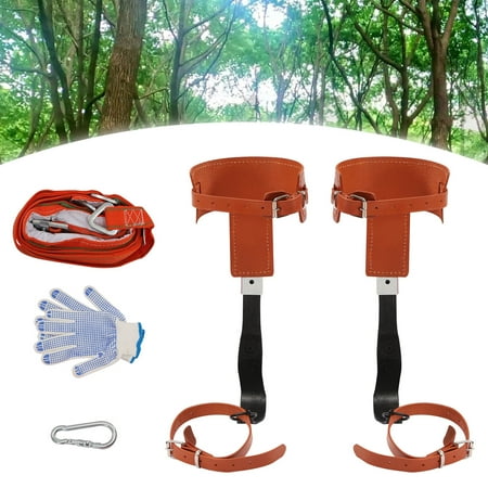 Miumaeov Tree Climbing Spikes Adjustable Climbing Set Tools Tree Branches with Gloves Safety Belt and Straps for Cutting Wood Picking Fruits Repairing 440lbs Load