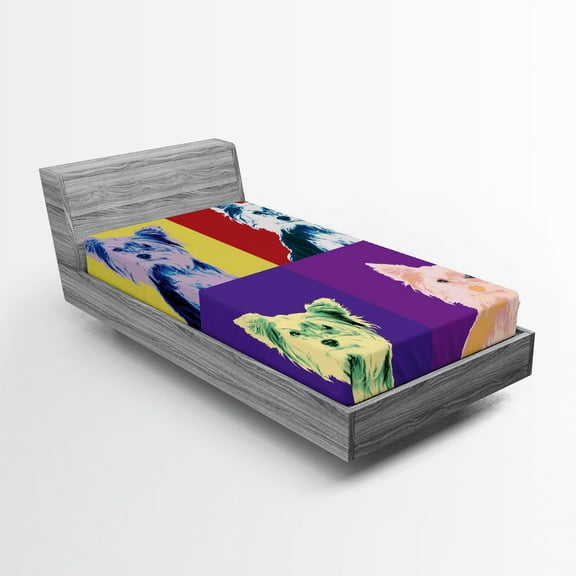 Ambesonne Retro Fitted Sheet, Colorful Portrait Vintage, Twin XL Size, Multicolor