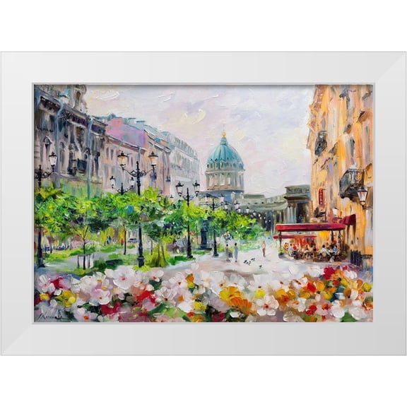 Kotinova, Galina 14x11 White Modern Wood Framed Museum Art Print Titled - Small Konyushennaya. View of Kazan cathedral