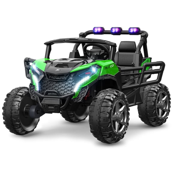 TOKTOO 24 Volt Ride on Toy for Big Kids, 24V Ride Ons with 4 Power EVA Wheels, 24V 2 Seater Battery Powered Ride on UTV Car, 4WD, 800W, 5.1 Mph, Kid Electric Car with Remote Control, Aged 3-8Y, Green