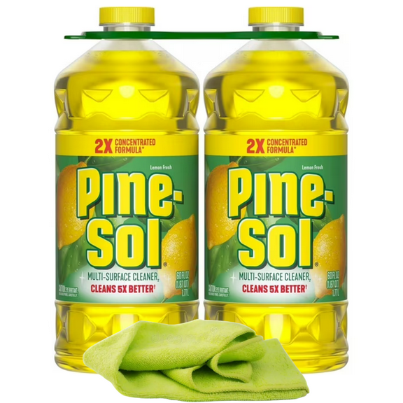 Pine-Sol 2X Concentrated Multi-Surface Cleaner Lemon Scent 60 Fl Oz (Pack of 2)