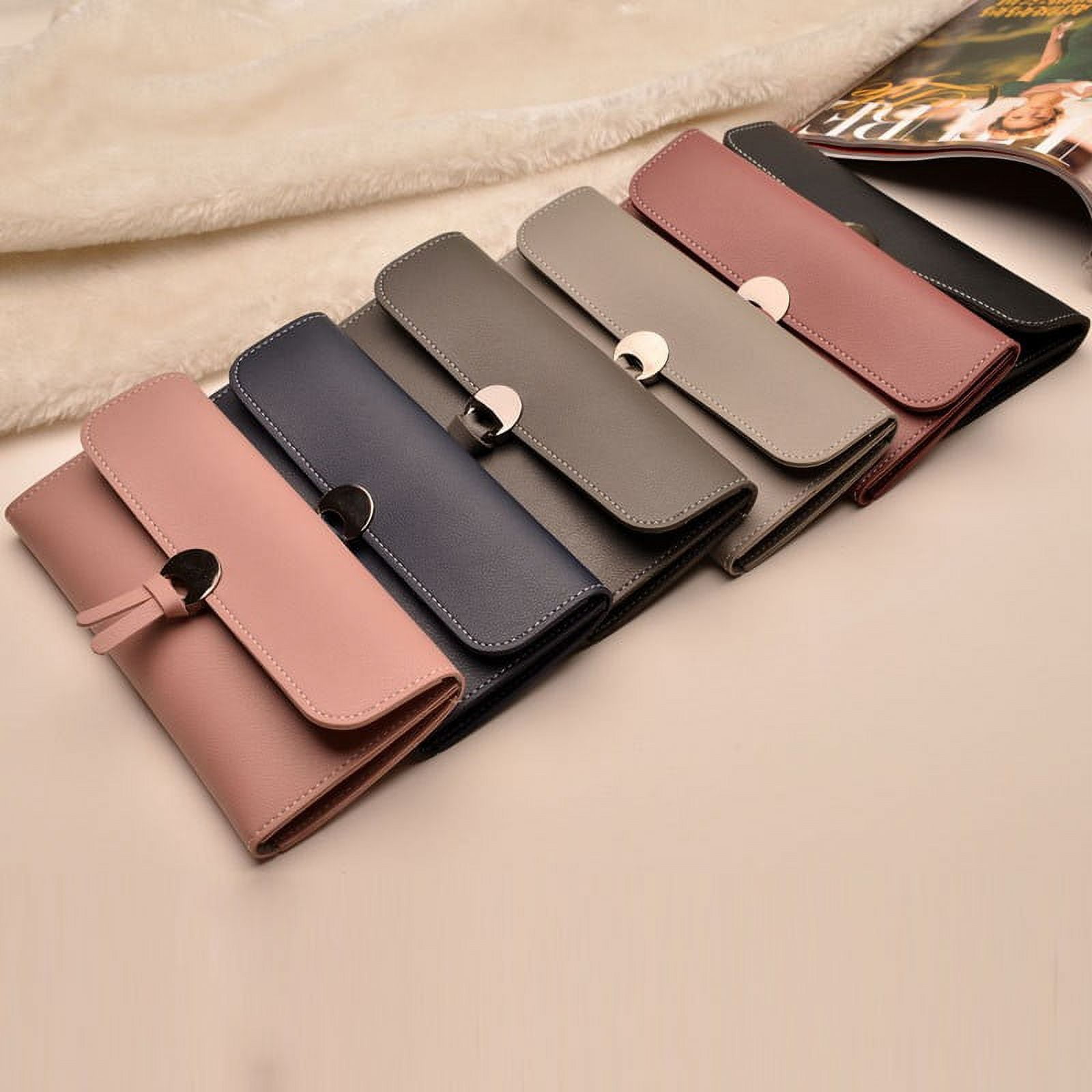 Women's Slim Leather Wallet Long Zipper Clutch Purse Handbag Card Holder  Wallet