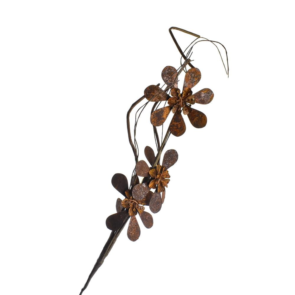 Rustic Metal Flower Floral Spray Pick 21 Inch