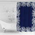 thumbnail image 4 of 54x78 Inch Shower Curtain Decorative Coastal Coral Bathtub Bath Curtains Fabric Waterproof Bathroom Decor Navy Blue Ocean Marine Nautical Beach Small Stall Shower Curtain Set with 12 Hooks, 4 of 6