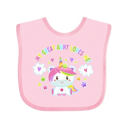 

Inktastic My Great Aunt Loves Me with Cute Rainbow Unicorn Gift Baby Boy or Baby Girl Bib