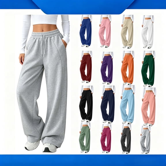 YTCAMLO Womens Sweatpants Fleece Wide Leg Lined Baggy Lounge Sweat Pants