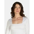 thumbnail image 4 of Madden NYC Women's Ruched Square Neck Bodysuit, Sizes XXS-XXL, 4 of 5