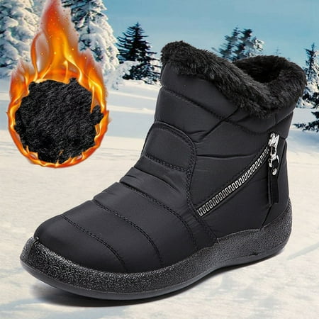 

TALKVE Women s Boots Platform Boots Ankle Boots For Women Black Boots Winter Boots For Women Zipper Water Proof Plus Velvet Warm Shoes